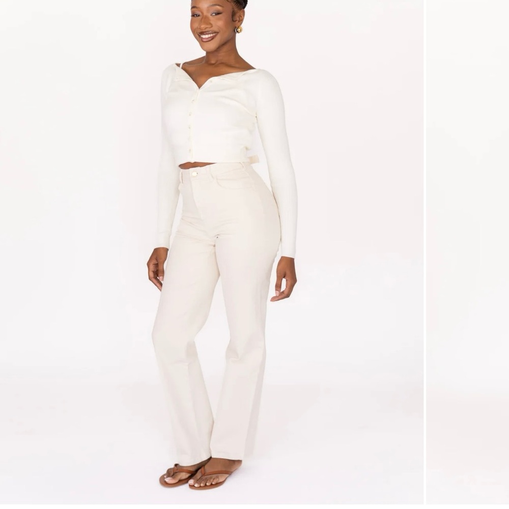 Viral Ambela Ecru Denim Stretch Jeans